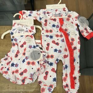 2 Milkberry Baby Outfits with headbands